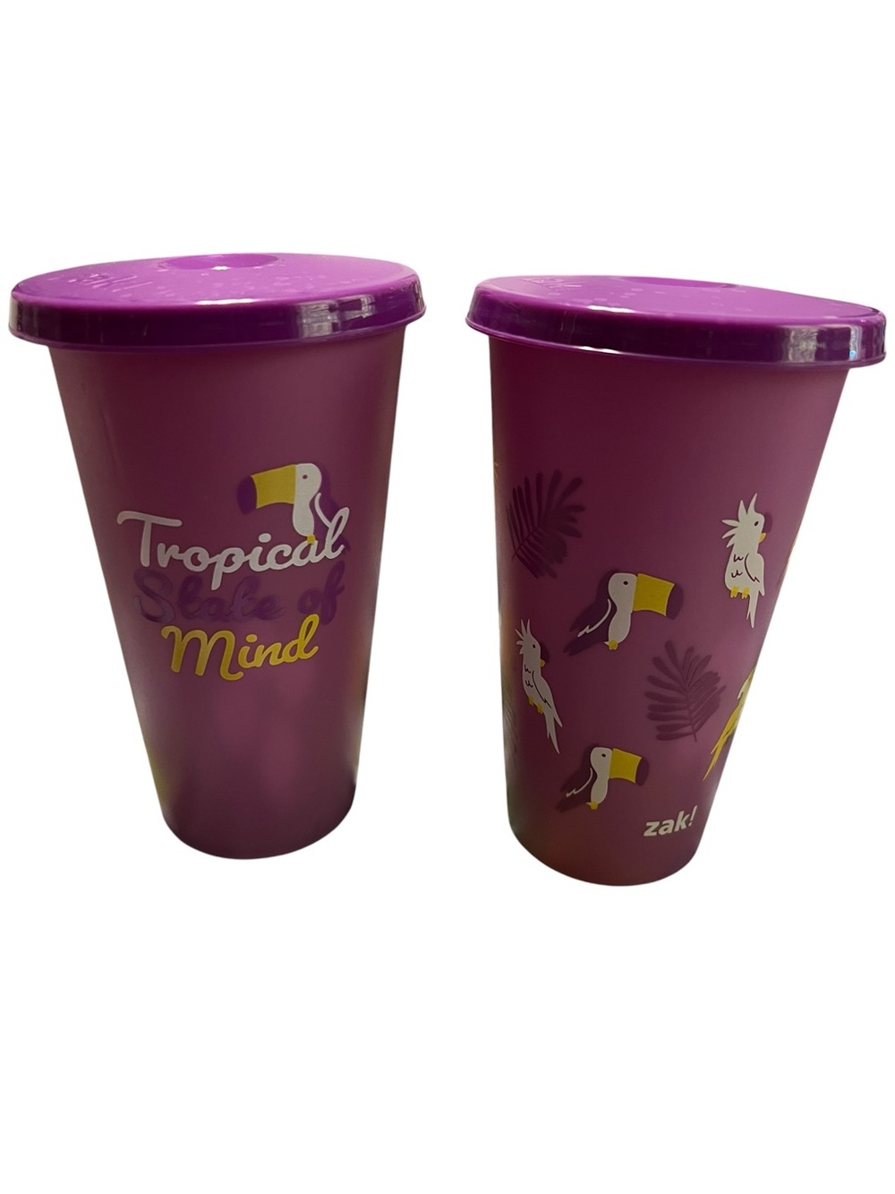 Zak! Tropical Purple Toucan Travel Reusable Tumblers - Set of 2